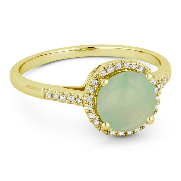 Madison L Yellow 14 Karat Fashion Ring With Round Opals And 34=0.07Tw Round Diamonds Steve Lennon & Co Jewelers  New Hartford, NY