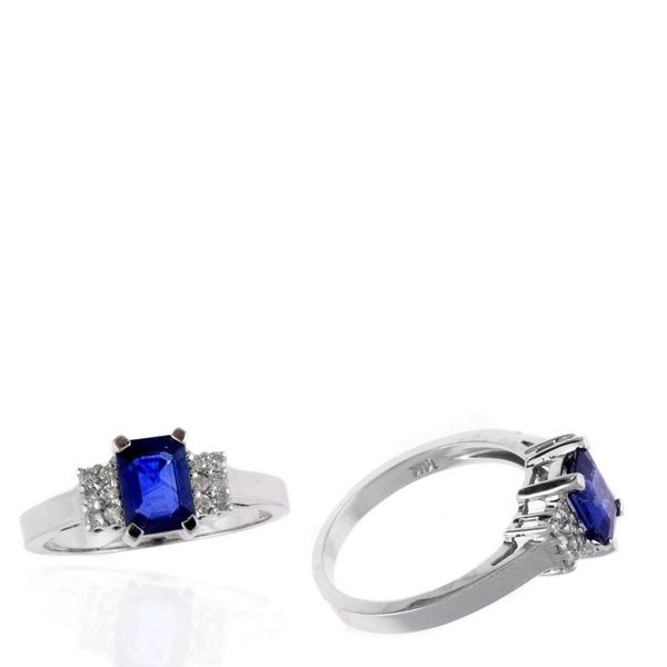 14KW Diamond and OCT Sapphire Ring Steve Lennon & Co Jewelers  New Hartford, NY