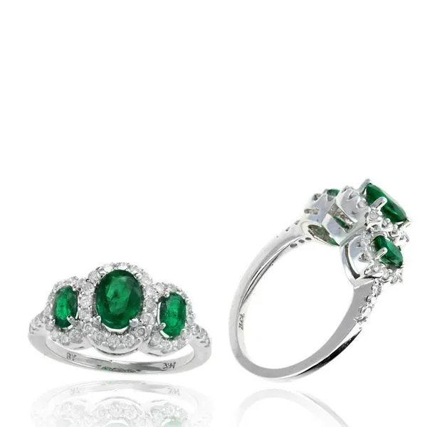 14KW Diamond and Oval Emerald Ring Steve Lennon & Co Jewelers  New Hartford, NY