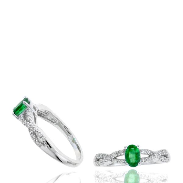 14KW Diamond and Oval Emerald Ring Steve Lennon & Co Jewelers  New Hartford, NY