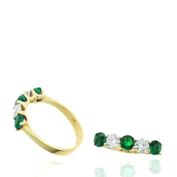 14KY Diamond and Emerald Band Ring Steve Lennon & Co Jewelers  New Hartford, NY