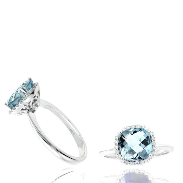 14KW Diamond and Aqua Ring Steve Lennon & Co Jewelers  New Hartford, NY