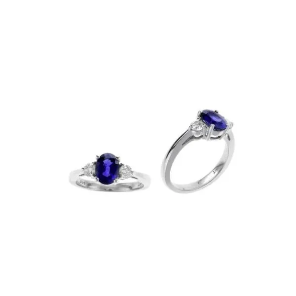14KW Diamond and Oval Sapphire Ring Steve Lennon & Co Jewelers  New Hartford, NY