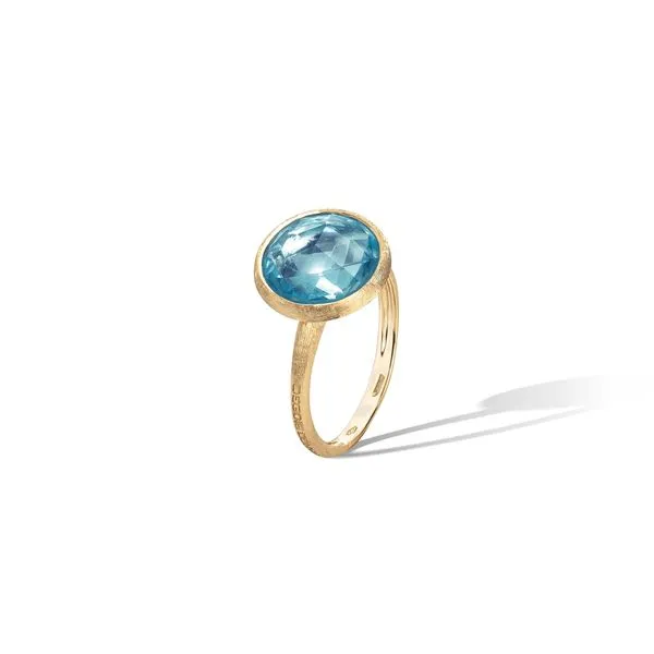 Marco Bicego - Jaipur Color Collection 18K Yellow Gold Blue Topaz Medium Stackable Ring Steve Lennon & Co Jewelers  New Hartford, NY