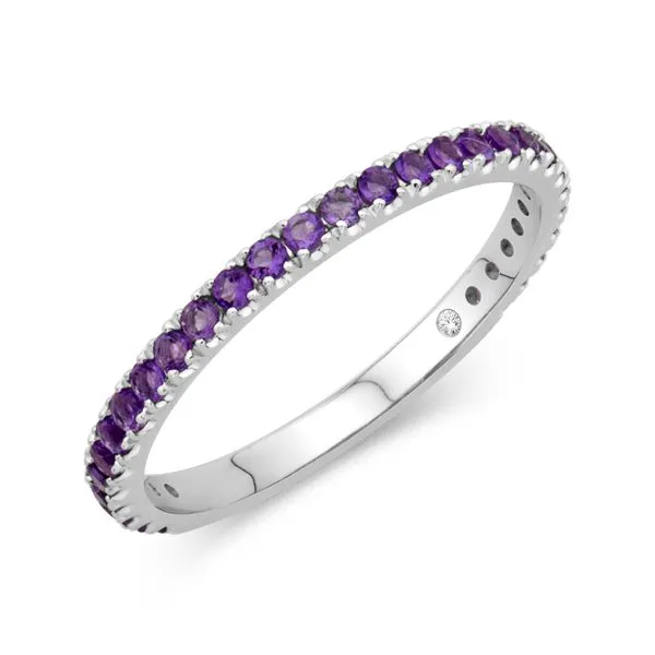 14KT WG Shared Prong  Band with 29 Amethyst.40TCW Steve Lennon & Co Jewelers  New Hartford, NY