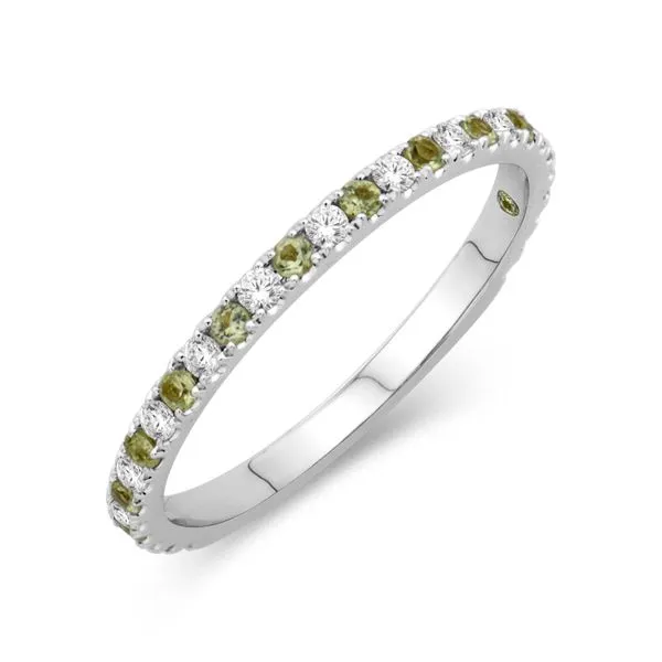S. Lennon & Co. Signature Collection 14KT WG Alternating Band with 12 Diamonds .15TCW 11 Peridot .15TCW Steve Lennon & Co Jewelers  New Hartford, NY
