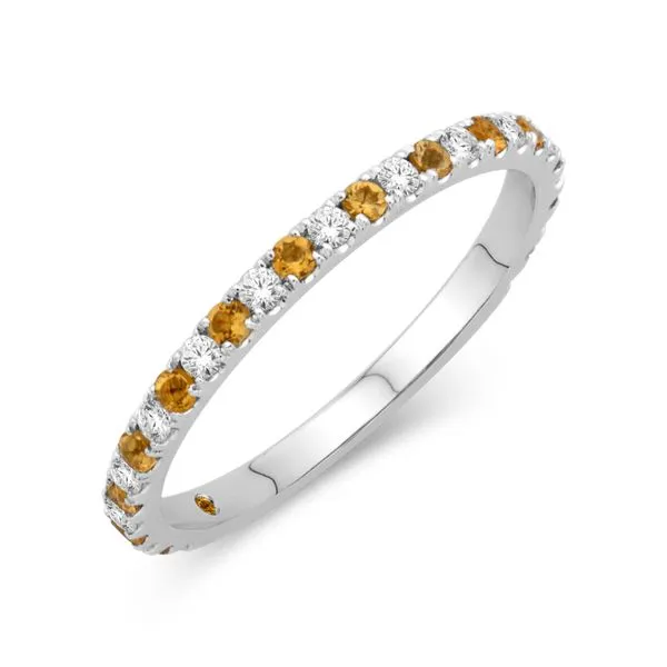 S. Lennon & Co. Signaturel Collection 14KT WG Alternating Band with 12 Diamonds .16TCW 11 Citrine .15TCW Steve Lennon & Co Jewelers  New Hartford, NY