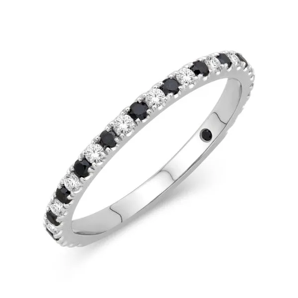 14KT WG  Share Prong Alternating Band with 12 Diamonds .16TCW 11 Black Diamond .17TCW Steve Lennon & Co Jewelers  New Hartford, NY