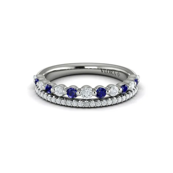 Vlora 14k WG Diamond and Blue Sapphire Two Row Ring .39tcw (Diamonds) & .24tcw (Gemstone) Steve Lennon & Co Jewelers  New Hartford, NY