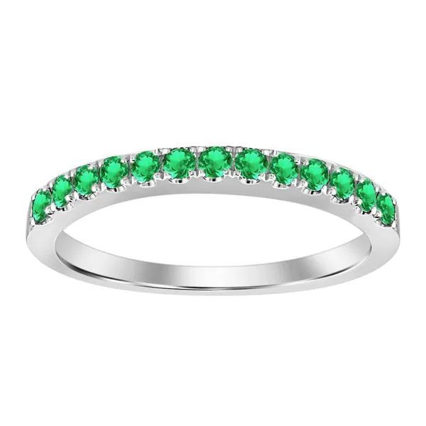 18Kt White Gold Shared Prong Band with18 Emeralds .17tcw Steve Lennon & Co Jewelers  New Hartford, NY