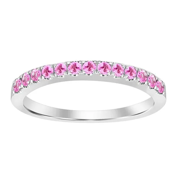 18KT White Gold Shared Prong Band with 18 Pink Sapphires .25ctw Steve Lennon & Co Jewelers  New Hartford, NY