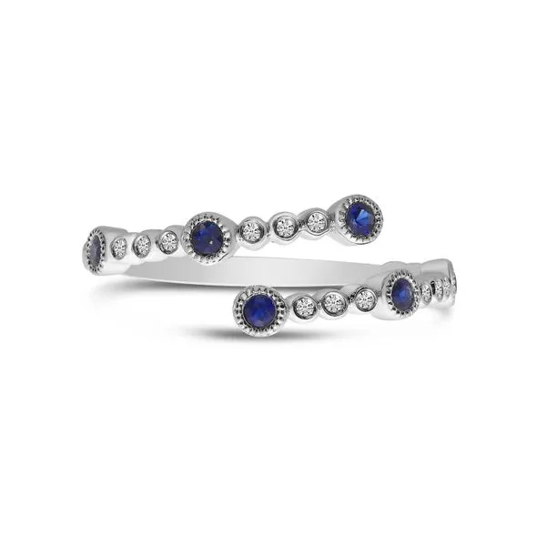 14K White Gold Sapphire and Diamond Bubble Bypass Precious Ring Steve Lennon & Co Jewelers  New Hartford, NY