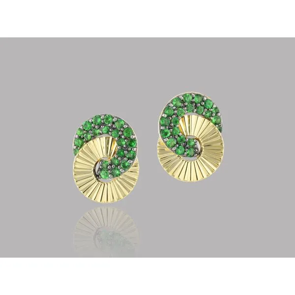 Phillips House -14KT YG Tsavorite Mini Interlocking Aura Stud Earrings  (0.55 tcw) Steve Lennon & Co Jewelers  New Hartford, NY