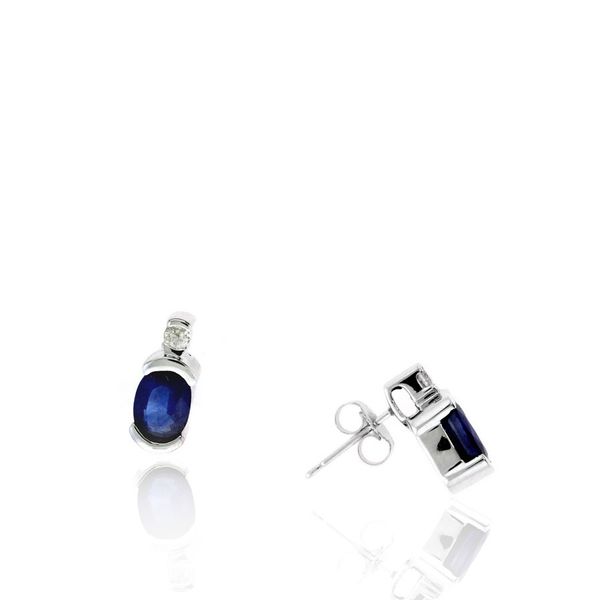 14KW Diamond & Oval Sapphire Earrings Steve Lennon & Co Jewelers  New Hartford, NY