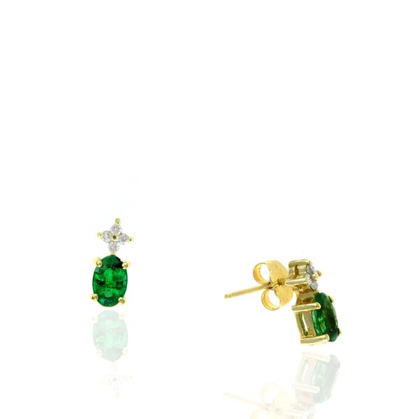 14KY Diamond & Oval Emerald Earrings Steve Lennon & Co Jewelers  New Hartford, NY