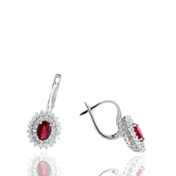 14KW Diamond & Oval Ruby Earrings Steve Lennon & Co Jewelers  New Hartford, NY