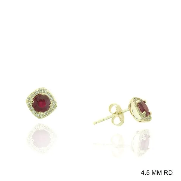 14K Yellow Diamond and Ruby Earrings Steve Lennon & Co Jewelers  New Hartford, NY