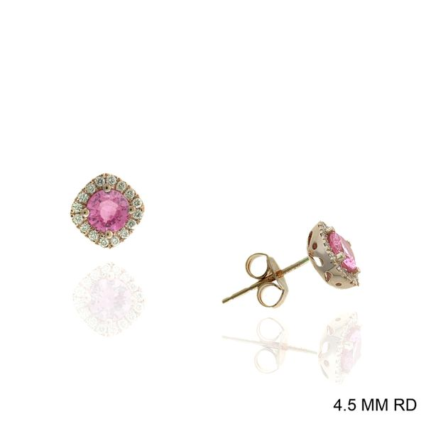 14K Rose Diamond and Pink Sapphire Earrings Steve Lennon & Co Jewelers  New Hartford, NY