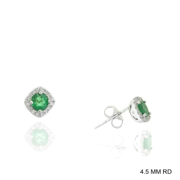 4K White Gold Diamond Square Halo .15tcw and Round Emerald Studs2 Studs =1.0tcw Steve Lennon & Co Jewelers  New Hartford, NY