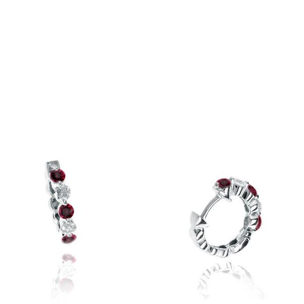 14K White Diamond and Ruby Earrings Steve Lennon & Co Jewelers  New Hartford, NY