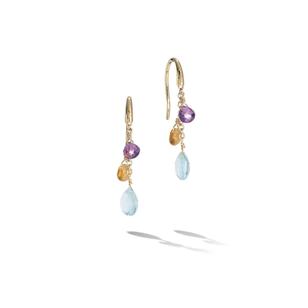 Marco Bicego -Paradise Collection 18K Yellow Gold Mixed Topaz Small Drop Earrings Steve Lennon & Co Jewelers  New Hartford, NY