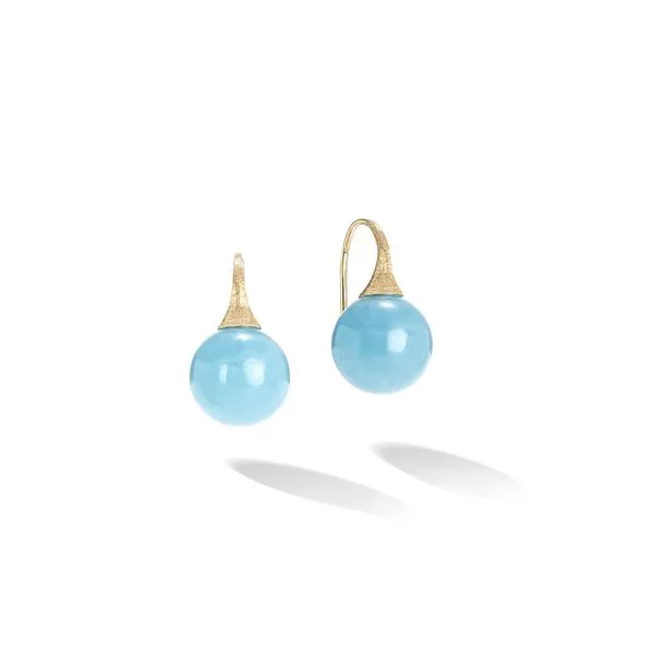 Marco Bicego -Africa Boule Collection 18K Yellow Gold and Aquamarine French Wire Earrings Steve Lennon & Co Jewelers  New Hartford, NY