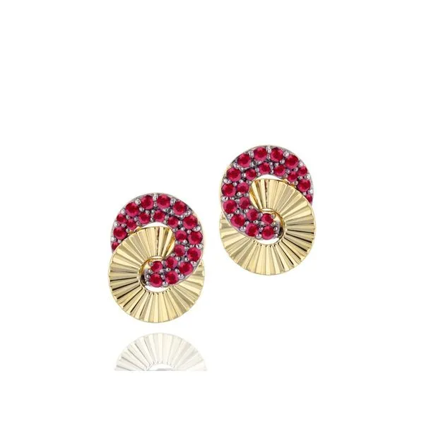 Phillips House -!4Kt YG &  Ruby Mini Aura Interlocking Stud Earrings (0.58 tcw) Steve Lennon & Co Jewelers  New Hartford, NY