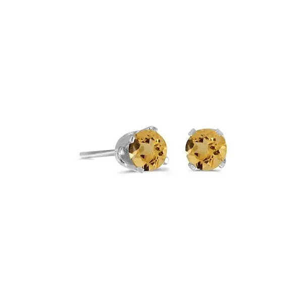 14kt White Gold 3mm Round Citrine Birthstone Stud Earrings Steve Lennon & Co Jewelers  New Hartford, NY