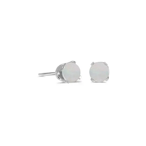 14kt White Gold 4mm Round Opal Birthstone Stud Earrings Steve Lennon & Co Jewelers  New Hartford, NY