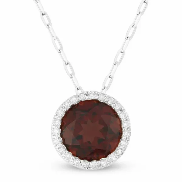 Madison L White 14 Karat Pendants With Round Garnets And 22=0.05Tw Round Diamonds Steve Lennon & Co Jewelers  New Hartford, NY