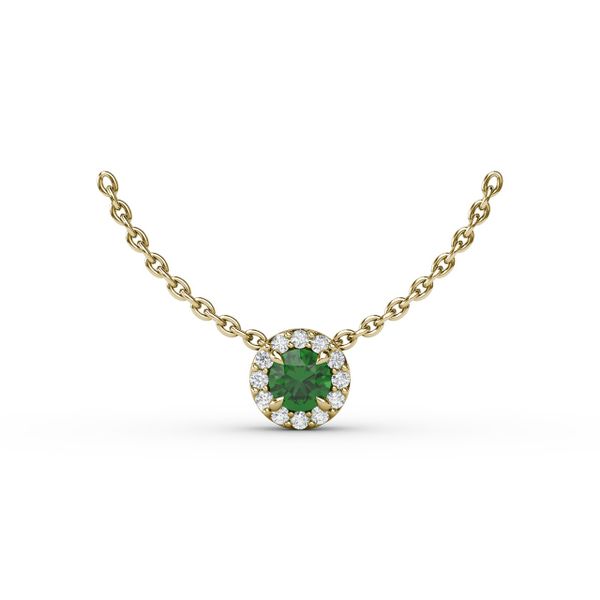 Fana Fine Jewelry 14Kt WG Diamond and Emerald Pendant (shown in white Gold) .06tcw Steve Lennon & Co Jewelers  New Hartford, NY