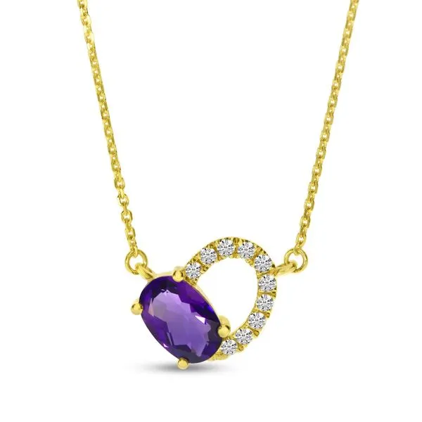 14K Yellow Gold Amethyst and Diamond Oval Open Necklace Steve Lennon & Co Jewelers  New Hartford, NY