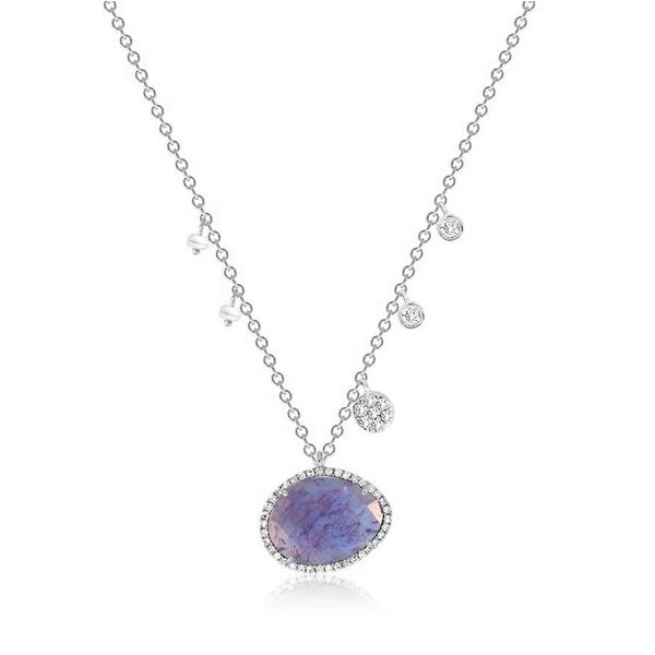 Meira T White Diamond Cut 14 Karat Necklace Length 18 With 3=0.18Tw Round Diamonds, One Oval Tanzanite And  Other Stones Steve Lennon & Co Jewelers  New Hartford, NY