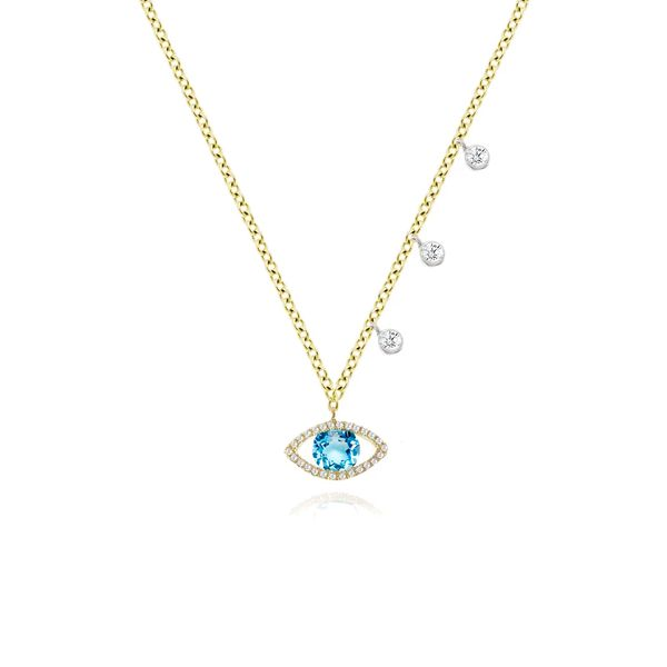 Meira T Necklace With 0.09Tw Round Diamonds And One 0.28Ct Oval Blue Topaz Steve Lennon & Co Jewelers  New Hartford, NY