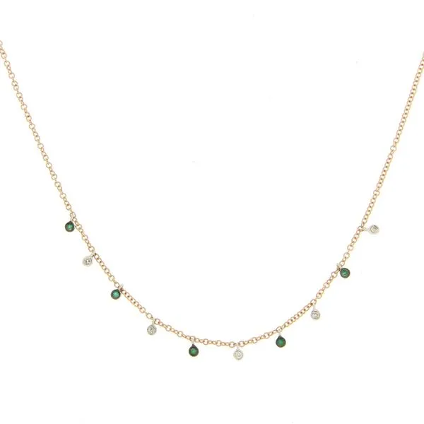 Meira T 14KY Emerald Bezel Necklace with Diamond Steve Lennon & Co Jewelers  New Hartford, NY