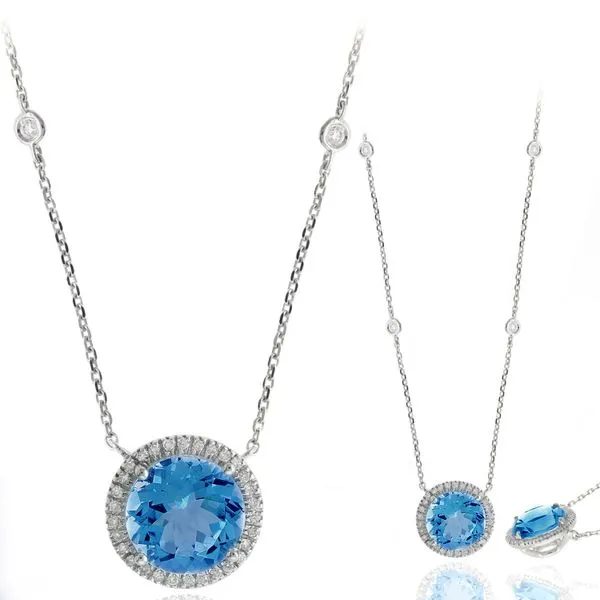 14KW DIAMOND& BLUE TOPAZ NECKLACE Steve Lennon & Co Jewelers  New Hartford, NY