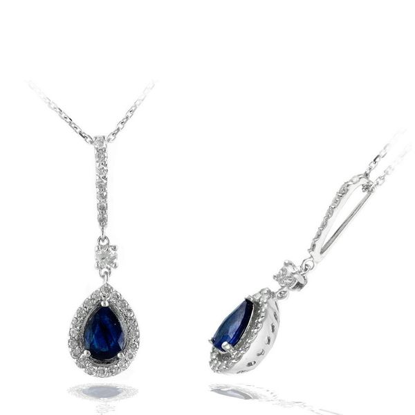 14KW Diamond & Sapphire Pendant Steve Lennon & Co Jewelers  New Hartford, NY