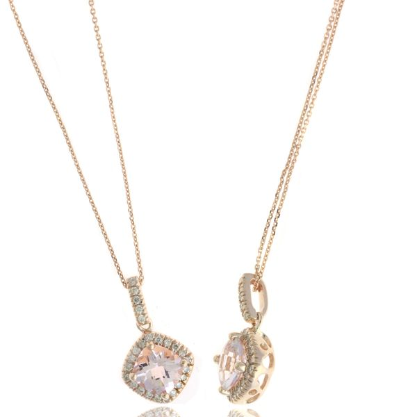 14KR Diamond & Morganite Pendant Steve Lennon & Co Jewelers  New Hartford, NY