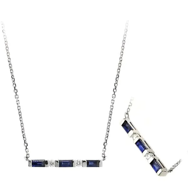 14K White Diamond & Sapphire Pendant Steve Lennon & Co Jewelers  New Hartford, NY