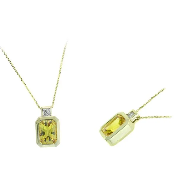 14K Yellow Gold Diamond .03tcw  & Yellow Sapphire 1.20tcw Pendant Steve Lennon & Co Jewelers  New Hartford, NY