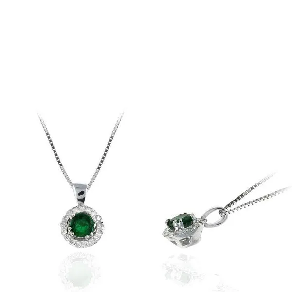 14K White Diamond & EMERALD Pendant Steve Lennon & Co Jewelers  New Hartford, NY