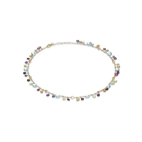 Marco Bicego -Paradise Collection 18K Yellow Gold Blue Topaz and Mixed Gemstone Single Strand Necklace 16.5