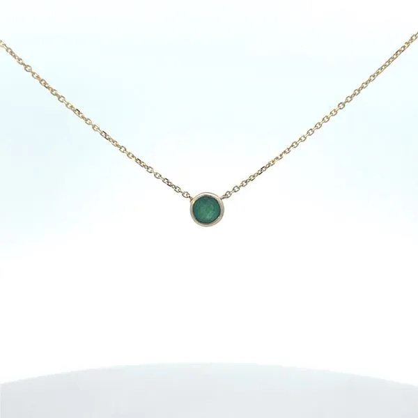 14K Yellow Gold Round Emerald Bezel Set Pendant .50tcw Steve Lennon & Co Jewelers  New Hartford, NY