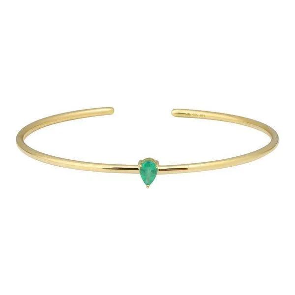 14K Yellow Gold Solitaire White Topaz Cuff Bangle Steve Lennon & Co Jewelers  New Hartford, NY