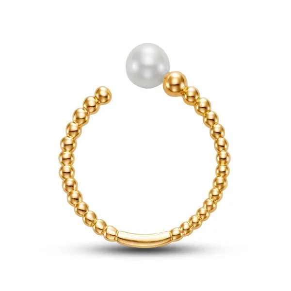 Mastoloni  14KT Yellow Gold 5.5-6MM White Freshwater Asymmetrical  Pearl Ring Steve Lennon & Co Jewelers  New Hartford, NY