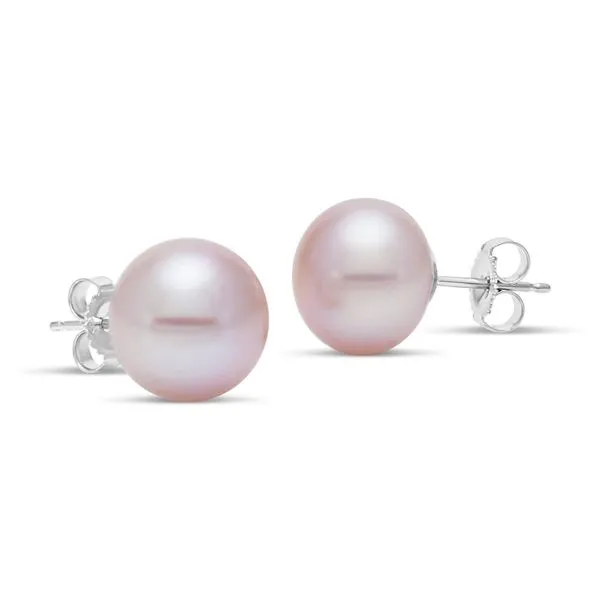 Mastoloni - 14KT White Gold 9.5-10MM Pink Button Freshwater Pearl Stud Earrings Steve Lennon & Co Jewelers  New Hartford, NY