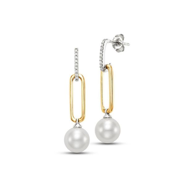 MP 14K Yellow Gold Pearl Earrings Steve Lennon & Co Jewelers  New Hartford, NY