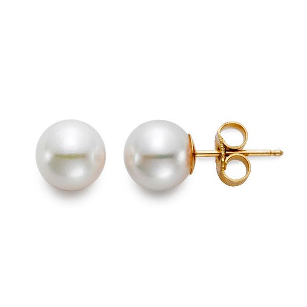 MP 14K Yellow Gold Pearl Earrings Steve Lennon & Co Jewelers  New Hartford, NY