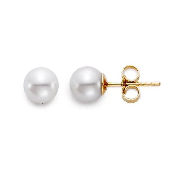Mastoloni - 14KT Yellow Gold  5.5-6MM Pearl Stud Earrings 