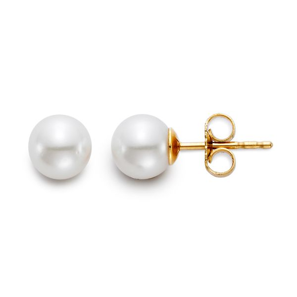 Mastoloni - 14k Yellow Gold 6-6.5MM Pearl Stud Earrings 